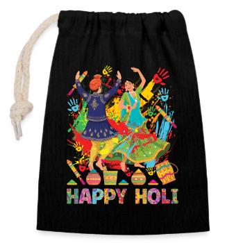 Festival Of Colors Holi Holiday Hindu Indian - Closable cotton gift bag (14x20cm) - black - Front