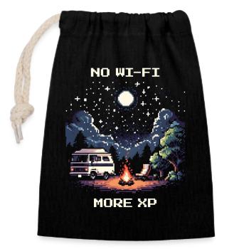 Pas de Wi-Fi, plus d’XP | Van Life Freedom - Sac cadeau en coton avec cordon (14 x 20 cm) - noir - Devant