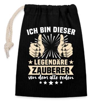 Zauberer Sprüche - Verschließbarer Geschenkbeutel aus Baumwolle (14x20cm) - Schwarz - Vorne