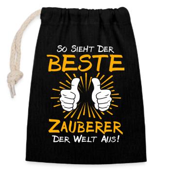 Zauberer Geschenkidee - Verschließbarer Geschenkbeutel aus Baumwolle (14x20cm) - Schwarz - Vorne