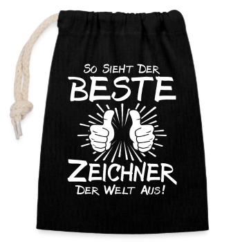 Meilleur dessinateur - Sac cadeau en coton avec cordon (14 x 20 cm) - noir - Devant
