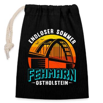 Mer Baltique ÉTÉ SANS FIN FEHMARN OSTHOLSTEIN Drôle - Sac cadeau en coton avec cordon (14 x 20 cm) - noir - Devant