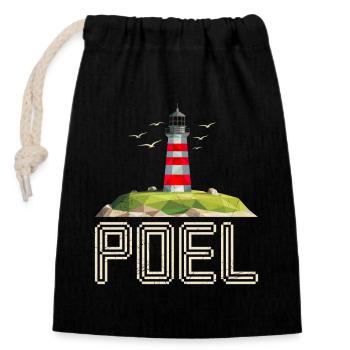 Poel Souvenier INSEL POEL OSTSEE Retro Lustiges - Verschließbarer Geschenkbeutel aus Baumwolle (14x20cm) - Schwarz - Vorne