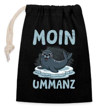 Ostsee Urlaub MOIN UMMANZ Souvenier Lustig - Verschließbarer Geschenkbeutel aus Baumwolle (14x20cm) - Schwarz - Vorne