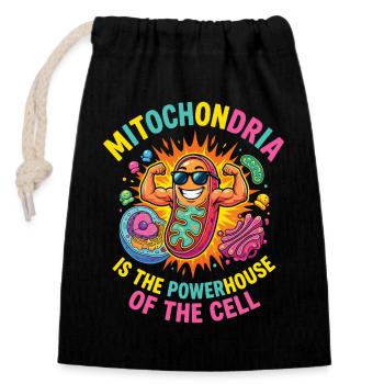 Humour scientifique des mitochondries - Sac cadeau en coton avec cordon (14 x 20 cm) - noir - Devant