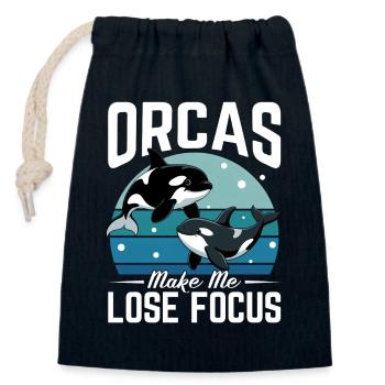 Funny Orca - Verschließbarer Geschenkbeutel aus Baumwolle (14x20cm) - Navy - Vorne