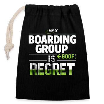Travel anxiety humor, airport chaos, flying is - Closable cotton gift bag (14x20cm) - black - Front