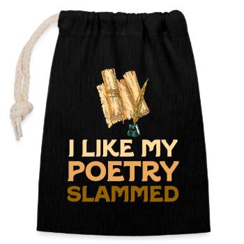 Poetry Slammed - Closable cotton gift bag (14x20cm) - black - Front
