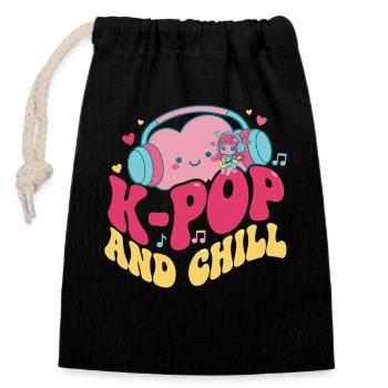 K-Pop ET CHILL Musique coréenne mignonne que les fans de Kpop adorent - Sac cadeau en coton avec cordon (14 x 20 cm) - noir - Devant