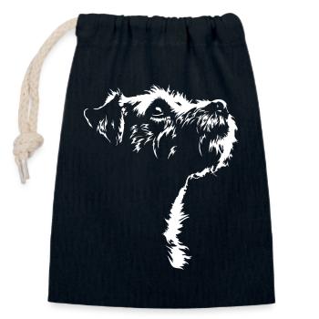 Border Terrier Silhouette Dog Dog Wilsigns - Sac cadeau en coton avec cordon (14 x 20 cm) - bleu marine - Devant