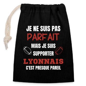 Supporter Rugby Lyonnais Humour - Closable cotton gift bag (14x20cm) - black - Front