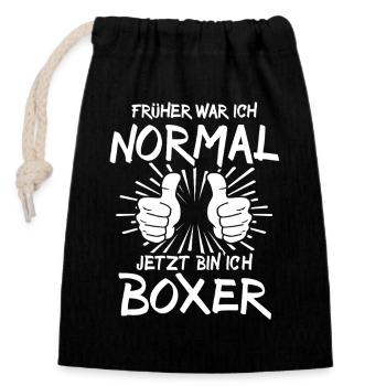 Boxer - Verschließbarer Geschenkbeutel aus Baumwolle (14x20cm) - Schwarz - Vorne