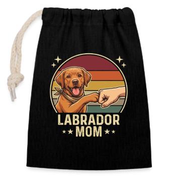 Retro Labrador Mom Foxred Paw Clash - Closable cotton gift bag (14x20cm) - black - Front