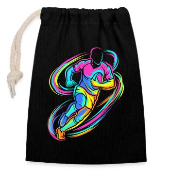Rugby player - Closable cotton gift bag (14x20cm) - black - Front