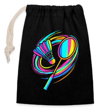 Raquettes de badminton - Sac cadeau en coton avec cordon (14 x 20 cm) - noir - Devant