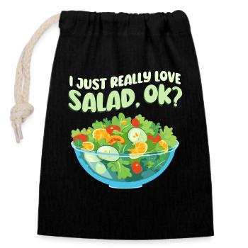 J’adore la salade - Sac cadeau en coton avec cordon (14 x 20 cm) - noir - Devant