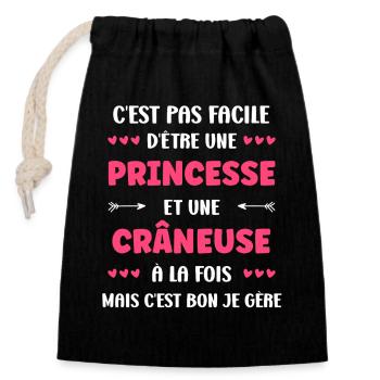 Crane - Closable cotton gift bag (14x20cm) - black - Front