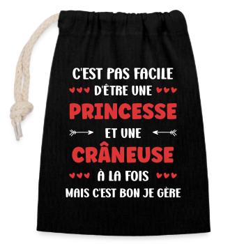 Crane - Closable cotton gift bag (14x20cm) - black - Front