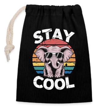 Stay Cool Elephant - Kids Retro - Closable cotton gift bag (14x20cm) - black - Front