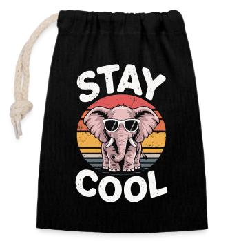 Stay Cool Elephant - Kids Retro - Closable cotton gift bag (14x20cm) - black - Front