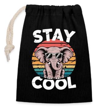 Stay Cool Elephant - Kids Retro - Closable cotton gift bag (14x20cm) - black - Front