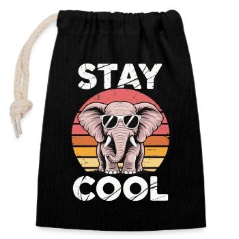 Stay Cool Elephant - Kids Retro - Closable cotton gift bag (14x20cm) - black - Front