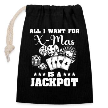 Casino Christmas Gambling - Closable cotton gift bag (14x20cm) - black - Front
