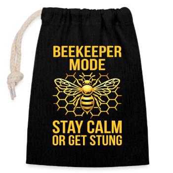 Beekeeper Mode Statement Design - Verschließbarer Geschenkbeutel aus Baumwolle (14x20cm) - Schwarz - Vorne