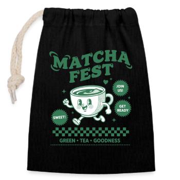 Matcha Fest Green Tea Goodness Funny Matcha Tea - Verschließbarer Geschenkbeutel aus Baumwolle (14x20cm) - Schwarz - Vorne