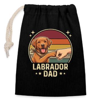 Retro Labrador Dad Foxred Paw Clash - Closable cotton gift bag (14x20cm) - black - Front