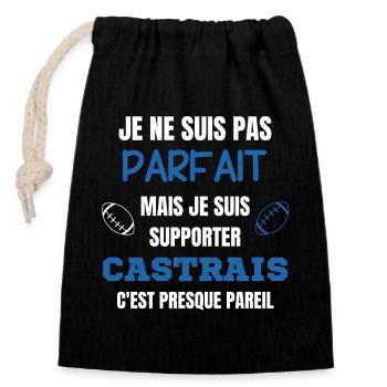 Supporter Rugby Castrais Humour - Closable cotton gift bag (14x20cm) - black - Front
