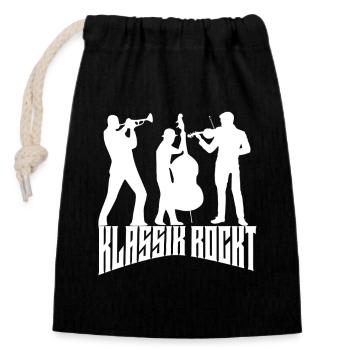 Classical Rocks Trumpet Double Bass Violin Trio - Closable cotton gift bag (14x20cm) - black - Front