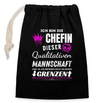 Chefin Qualitativen Mannschaft Chefin Geschenke - Sac cadeau en coton avec cordon (14 x 20 cm) - noir - Devant