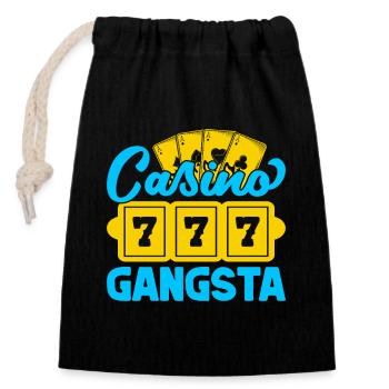 Gambling Fan Casino Gangsta Casino - Verschließbarer Geschenkbeutel aus Baumwolle (14x20cm) - Schwarz - Vorne