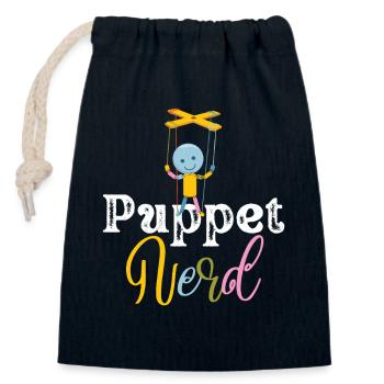 Puppet Nerd Marionette Art - Closable cotton gift bag (14x20cm) - navy - Front