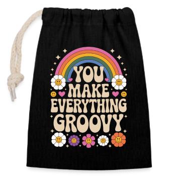 You Make Everything Groovy - Retro Rainbow - Closable cotton gift bag (14x20cm) - black - Front