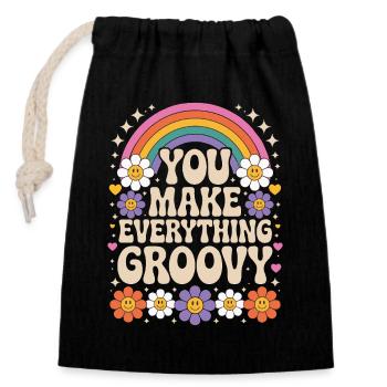 You Make Everything Groovy - Retro Rainbow - Closable cotton gift bag (14x20cm) - black - Front
