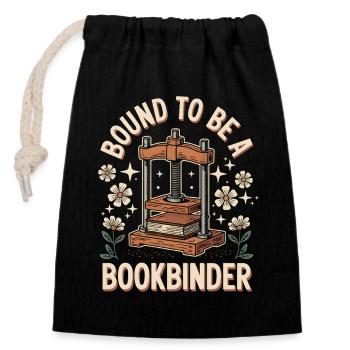 Born bookbinder - Closable cotton gift bag (14x20cm) - black - Front
