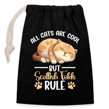 Cat Mom Outfit Scottish Fold Lover Plüsch Katzenliebhaber - Verschließbarer Geschenkbeutel aus Baumwolle (14x20cm) - Schwarz - Vorne
