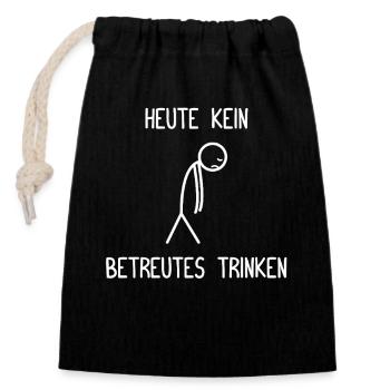 Betreutes trinken Biertrinker Bierliebhaber Bier - Verschließbarer Geschenkbeutel aus Baumwolle (14x20cm) - Schwarz - Vorne