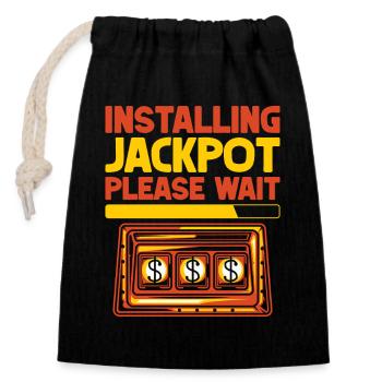 Gambling Fan Installing Jackpot Please Wait Casino - Verschließbarer Geschenkbeutel aus Baumwolle (14x20cm) - Schwarz - Vorne