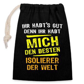 Don isolant - Sac cadeau en coton avec cordon (14 x 20 cm) - noir - Devant