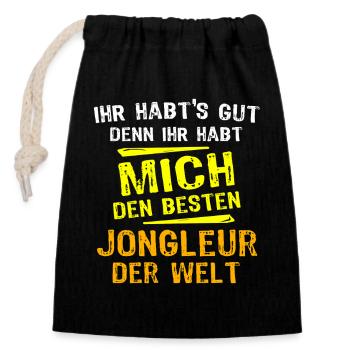 Jongleur Geschenk - Verschließbarer Geschenkbeutel aus Baumwolle (14x20cm) - Schwarz - Vorne