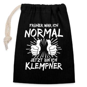 Klempner - Verschließbarer Geschenkbeutel aus Baumwolle (14x20cm) - Schwarz - Vorne