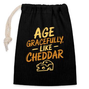 Wie Cheddar reifen | Käse Humor - Verschließbarer Geschenkbeutel aus Baumwolle (14x20cm) - Schwarz - Vorne