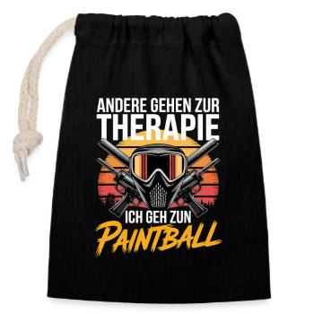  Andere Gehen Zur Therapie Ich Geh Zum Paintball - Verschließbarer Geschenkbeutel aus Baumwolle (14x20cm) - Schwarz - Vorne