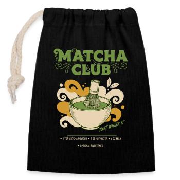 Matcha Club Il suffit de le fouetter Thé vert Matcha Latte - Sac cadeau en coton avec cordon (14 x 20 cm) - noir - Devant