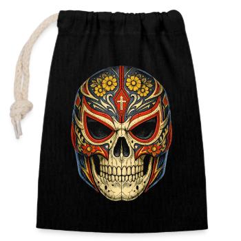 Lucha Libre Luchador Dias De Los Muertos - Verschließbarer Geschenkbeutel aus Baumwolle (14x20cm) - Schwarz - Vorne