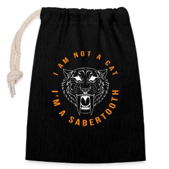 Sabre-toothed tiger Prehistoric - Closable cotton gift bag (14x20cm) - black - Front