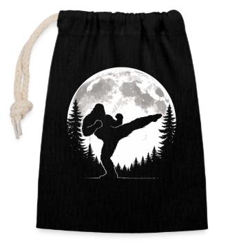 Bigfoot Kickboxing Mond - Verschließbarer Geschenkbeutel aus Baumwolle (14x20cm) - Schwarz - Vorne